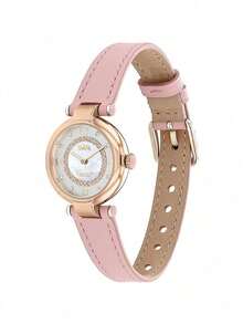 Coach Đồng hồ thạch anh PARK dây da màu hồng dành cho nữ với mặt số kết cấu bằng pha lê và đá cẩm thạch Đồng hồ quà tặng tròn tương tự thanh lịch thường ngày dành cho nữ - Hồng - Xem 8