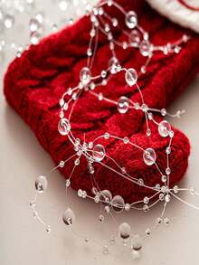 1条150厘米北欧水晶珍珠串珠圣诞装饰花环，DIY圣诞树装饰，透明雪花星形挂饰，家居装饰，圣诞装饰，房间装饰，冬季圣诞装饰，家居圣诞礼物，圣诞装饰