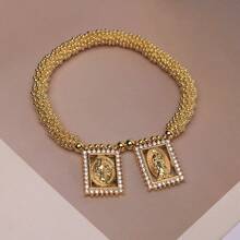 1pc CZ Micro Pave Virgin Charms Bracelet Cross Pendant Bracelet Fashion Religion Jewelry Bracelet