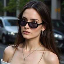 1PC Y2K Small Frame  Glasses For Summer Commuting Scenes, Small Face, Suitable For Young Girls, Going Out For Fun, Daily Wear Glasses - 黑色 - 查看 3