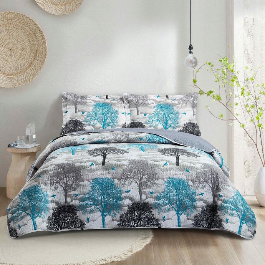 VENECIA Edredón y/o colcha doble vista estampada y lisa en 4 medidas diferentes - Blanco - Ver 1