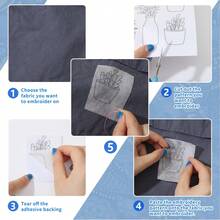 105片装水溶性刺绣稳定剂 - 花卉、树叶和自然图案，适用于手工缝纫和针线活，刺绣用品 | 自然主题设计 | 耐用面料