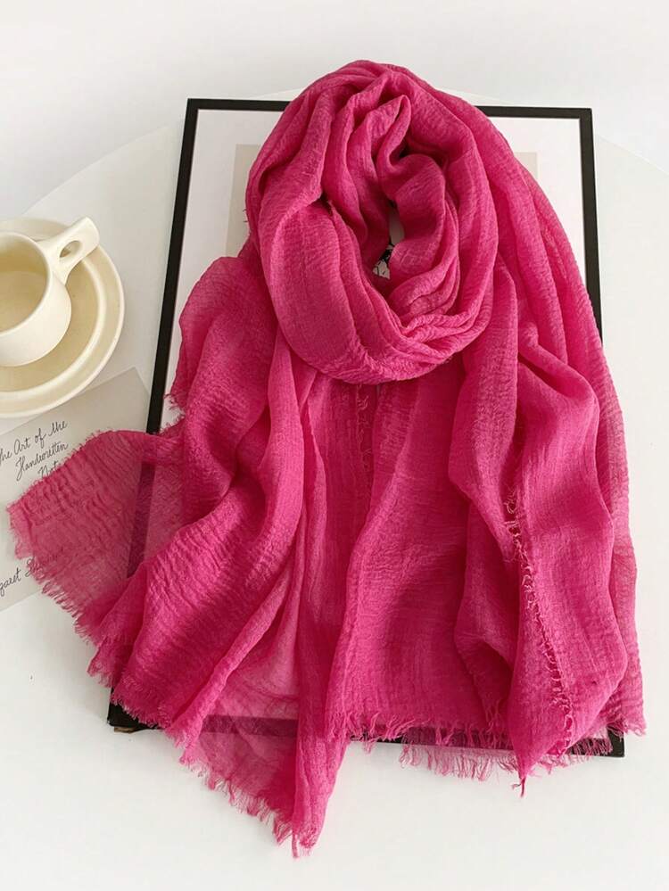 1 Piece Solid-Colored Linen Scarf For Women, Vintage Solid Color Medium-Length Scarf, Decorative Long Shawl For Dress,Beach,Holiday - Multicolor - View 8