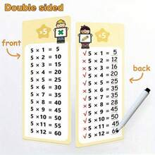 1 conjunto de cartões de tabuada, ferramenta de autoaprendizagem matemática, treinamento matemático Montessori, auxílio para o ensino de matemática, cartões de adição interativos e reutilizáveis, cartões de dupla face com linhas numéricas - 2 canetas apagáveis - material à prova d'água, adequados para sala de aula e tarefas de casa, cartões de aprendizagem (alguns acessórios aleatórios), atividades, professores, materiais escolares, artigos de papelaria