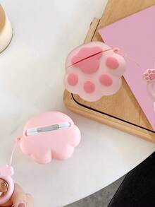 1 pezzo Copri auricolari in silicone 3D carino con motivo a zampa di gattino rosa, compatibile con Airpods 1/2/3 Pro/Pro 2, antiurto, anti-graffio, per prevenire danni alla custodia di ricarica dell`auricolare, bellissimo ed esclusivo per studenti/ragazze Kawaii