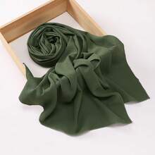 1pc Women Solid Color Crinkled Everyday Hijab, Opaque Headscarf For Dress - Multicolor - View 15