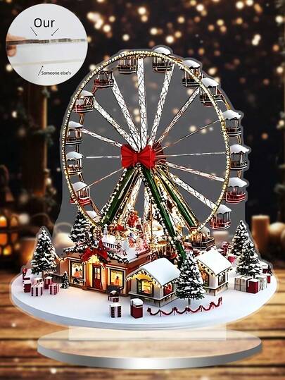 1 peça de decoração de mesa em acrílico estilo boêmio com roda gigante de vila natalina, decoração com tema arquitetônico britânico, placa versátil em estilo boêmio, adequada para casa, escritório, ambientes internos, externos, cafés e sobremesas, decoração de Natal, não elétrica