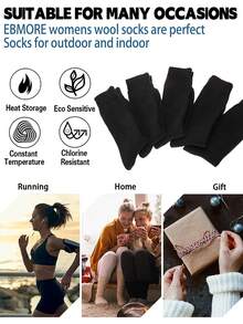 5 đôi tất len Merino, ấm áp cho mùa đông, đi bộ đường dài, thoải mái và ấm áp - Nhiều màu - Xem 9