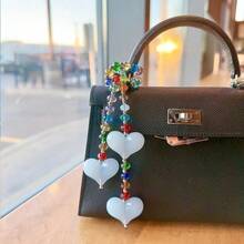 1 Pc Colorful Beaded Bag Chain Fashionable Girl Jelly Heart Shaped Hanging Chain Bag Decoration - Màu xanh nhạt - Xem 2