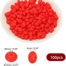 100Pcs Silicone Lentil Beads, 12mm Silicone Beads For Keychain Making Bulk Silicone Abacus Beads For Necklace Bracelet Making And Space Silicone Beads For Pens