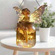 1 件波西米亚风格亚克力罐，带有仙女设计 - 富有想象力的梅森罐设计，非常适合情人节和复活节装饰，无需电池，是情侣、家居和花园装饰的完美礼物 - 彩色 - 查看 4