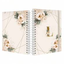 iscool Weekly Planner Plus 2025 Floral Monogram Letter L - Khỏa Thân và Vàng - Xem 2