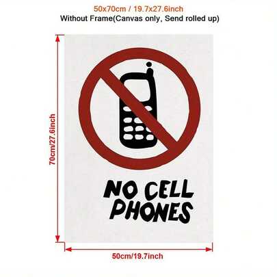 No Cell Phones Canvas Poster - Luke's Restaurant Sign Print, Unframed Wall Art For Home Decor