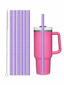 6 包替换吸管适用于 40 盎司 30 盎司 20 盎司 14 盎司探险旅行杯，可重复使用闪光吸管带刷子与 Cup 马克杯配件兼容 - 彩色 - 查看 17