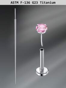 CIZME 1 Set Fashionable Titanium Alloy Threadless Nose Stud CZ Nose Ring, Flat Back Stud Earrings, CZ Nose Bone, Nose Wing, Cartilage Earrings, 20G 18G 16G Cubic Zirconia Lip Ring, Medusa Lip Ring, Threadless Lip Stud, Piercing Taper, Suitable For Daily Wear - Lip Studs - View 35