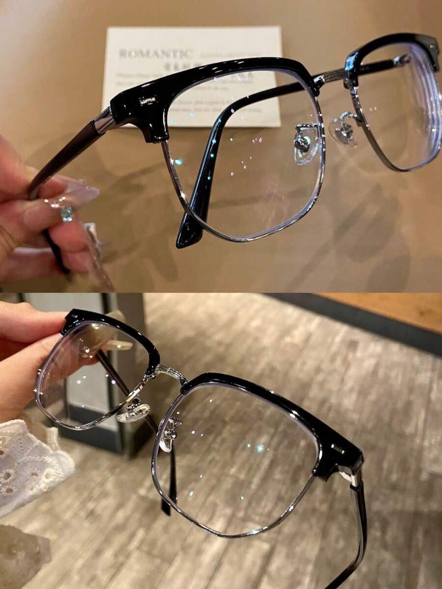 "Master"Series, Blue Light Blocking Glasses Vintage Half Frame UV Clear Lens Anti Eyestrain Computer Gaming Glasses For Women Men.Glasses Frame,Blue Light Glasses For Woman Men Safety Glasses Blue Light Blocking Glasses Protection Computer Gaming Glasses Women Cute Light Weight Red Frame Oversized Non Prescription Small Face Square Cat Eye Reduce Eye Fatigue On Computers, TVs, Phones, And Games, Suitable For Computer Lense Screen Protector Plain Glasses Clear Lens Glasses Blue Light Light Blocking Glasses Blue Light Glasses Light Glasses For For Women Men Light Glasses For Glasses For Women 99 Blue Light Glasses For Woman Blue Light Glasses Women/Men, Fashion Round Frame UV Ray Filter Computer Gaming Glasses Computer Glasses - Anti Eyestrain & UV Glare Protection Anti Glare - 銀色 - 查看 1
