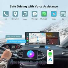 BDQ 10.26" Wireless Apple Carplay Touchscreen 2.5K +1080P Dash Cam, Portable Car Stereo GPS Navigation, Car Audio With Android Auto,Bluetooth, Airplay, Mirror Link, 64GB TF Card For All Vehicles