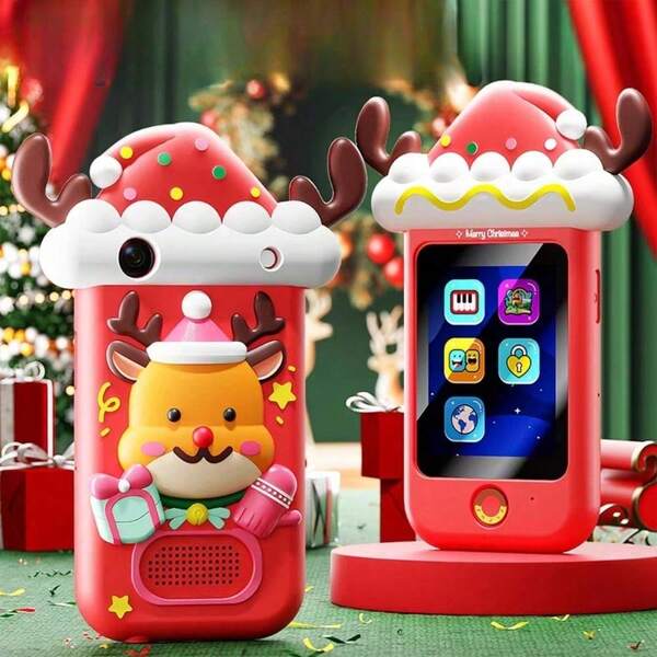 Téléphone portable tactile pour enfants, appareil photo numérique, jouet de Noël avec un faon. C'est un jouet éducatif électronique pour les enfants de 3 à 12 ans. Il peut servir de cadeau de Noël ou d'anniversaire. C'est un téléphone-appareil photo pour enfants avec un écran tactile, un lecteur de musique et des jeux. Il est livré avec 1 pièce carte mémoire de 32 Go et 1 pièce lecteur de carte.