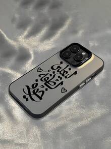 Shockproof Middle Eastern Element Fashion Arabic Calligraphy And Heart Pattern 1pc Text Slogan Anti-Drop Phone Case, Thick Anti-Slip Protective Cover Compatible With IPhone 16, 16 Plus, 16 Pro Max, 16e, 16 Pro, 15, 15 Plus, 15 Pro Max, 15e, 14, 14 Plus, 14 Pro Max, 14, And Anniversary Gift Party Birthday - Multicolor - View 2