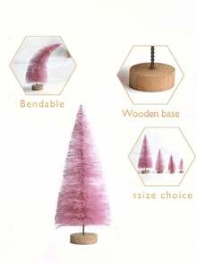 10pcs/5pcs/1pc Pink Mini Christmas Tree Table Decor, Suitable For Store Holiday Decoration, Home Party Dining Table Ornament - Multicolor - View 8