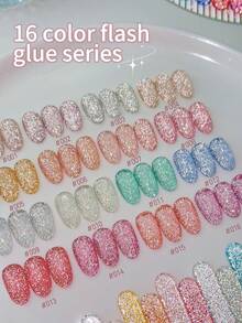 XEIJAYI 钻石闪光美甲 16 色 15ml 凝胶指甲油浸泡 UV LED 指甲油沙龙女性美甲工具时尚迷人指甲奢华指甲设计 - 彩色 - 查看 4