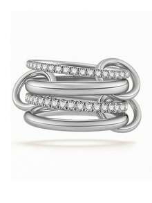 1 件金色锆石叠戴戒指，女士时尚、优雅、精致，14k 镀金绿钻锆石叠戴戒指，可多种方式佩戴，生日礼物，优雅时尚的珠宝，日常搭配，派对装饰