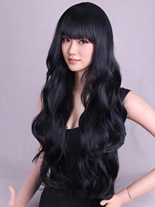 شعر مستعار أمواج سوداء مجعدة، 28 بوصة، مناسب للتنقل اليومي وتصفيف الشعر في الحفلات.