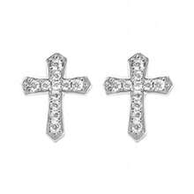Full Diamond Cross Stud Earrings Men's Hip-Hop Women's Same Micro-Inlaid  Versatile Earrings Design Sense  Single Men - khuyên tai chéo nam - Xem 1