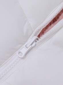 青少年女孩双面夹棉外套，厚实，两侧各有 2 个口袋，毛绒衬里，适合圣诞派对和冬季 - 白色 - 查看 9