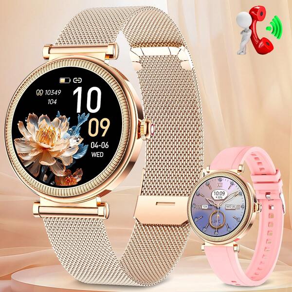 EIGIIS Smartwatch für Frauen mit farbigen Lichteffekten 1,27" HD Vollkreis Touchscreen (Anrufe annehmen/tätigen) mit Wireless 5.3, Schrittzähler, Multi-Sport-Modi, IP67 wasserdicht, Schlafaufzeichnung, Wetter, Musiksteuerung, Stoppuhr, Smartwatch für Android-Handy
