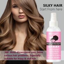 2 X 100ml Heat Protection Hair Mist - Professional Heat Protectant, Leave-In Conditioner, Anti-Frizz, Glossy Hair - Baby Pink - View 6