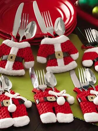 6/4/2 Adet/Set Noel Festivali Noel Baba Kostümleri, Bıçak ve Çatal Kılıfları, Sofra Süslemeleri, Sofra Çantaları, Noel Dekorasyonu, Masa Dekorasyon Ürünleri, Yemek Odaları, Oturma Odaları, Noel Hediyeleri İçin Uygundur