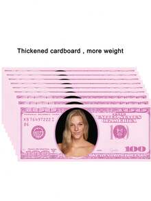 12pcs/Set Customized Pink 100 Dollar Bill Templates, DIY Game Party Money, Add Your Own Text And On The Bills, Editable Printable Pink 100 USD Banknote, Photo Props Suitable For Bridal Shower, Wedding Events, Wedding Decorations, Souvenirs, Bride Favors - Multicolor - View 10