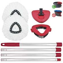 Mop Head Replacement, Base, Mop Handle For Ocedar EasyWring *-Tank System, 2 Microfiber Mop Refills, Extendable Length 30-59" Mop Handle, Base And Scrubber For All Hard-Surfaced Floor - White (* Tank System)