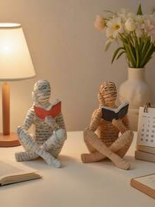 Pulp Reading Women Figurine Thinker Statue Decor Modern Figurines Abstract Aesthetic Sculpture For Home Decoration Living Room Office Bookshelf Shelf Table