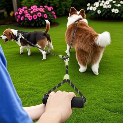 1 قطعة سير كلب من مادة نايلون عاكسة للضوء الطرف، سير كلب حبل دائري يضيء في الظلام، سير كلب خالي من التشابك مناسب للمشي مع حيوانات أليفة متعددة، مناسب للحيوانات الأليفة الصغيرة والمتوسطة والكبيرة