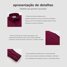 Men's Slim Fit Dress Shirt - Anti-Wrinkle, Anti-Wrinkle And Breathable Elegant Collar | Soft Touch | Machine Washable Comfortable For Work And Events - 酒紅色 - 查看 3