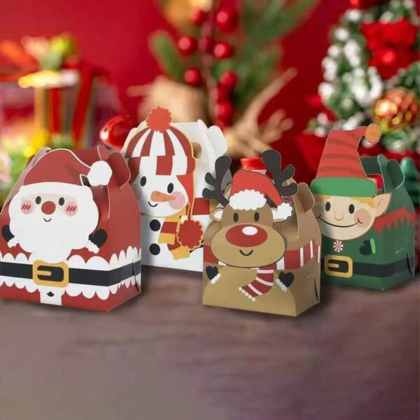 10 قطعة من صناديق الورق القابلة للطي بحجم كبير، صناديق هدايا عيد الميلاد، ديكورات عيد الميلاد، لوازم الأعمال الصغيرة، مناسبة لهدايا حفلات عيد الميلاد، حفلات أعياد الميلاد، احتفالات رأس السنة، التجمعات العائلية، حفلات الحيوانات الأليفة، تغليف الهدايا، تخزين المجوهرات، الأعياد السنوية