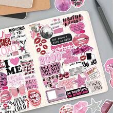 50张粉色Y2K风格贴纸，Y2K美学贴纸，Y2K礼物，复古贴纸，90年代贴纸，防水乙烯基贴纸，可用于信封、水瓶、电脑、笔记本电脑、手机、行李箱、笔记本、冰箱等。