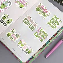 50PCS Matcha Girl Stickers Vinyl Stickers Scrapbook, Journaling, Laptop, Bumper, Skateboard, Water Bottles, Computer, Phone, Cartoon, Hard Hat, Car Stickers And Decals - Multicolor - View 8