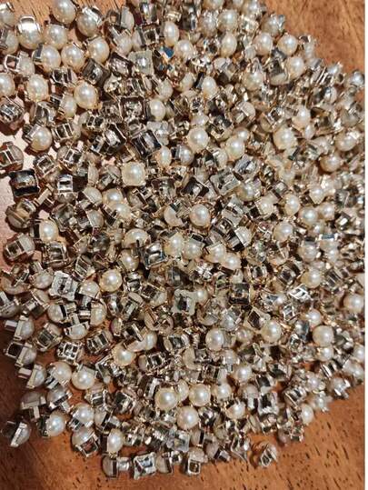 Botão latao Com Pérola Pezinho Dourado rose  pj-73 16L-10.12mm Com 100 Unidades