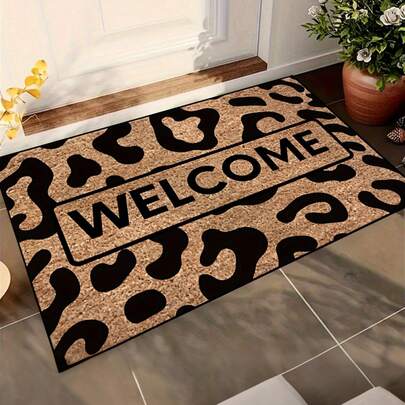 1 件豹纹迎宾垫，聚酯纤维入口地毯，适用于厨房、餐厅、走廊、浴室、卧室、家居和房间装饰、门垫、小地毯、迎宾垫、地毯、地垫、户外门垫、厨房地毯、家居装饰、前门垫、区域小地毯、户外垫、家居装饰、区域地毯、花园地毯、可洗地毯