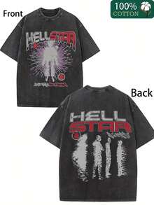 100% Pure Cotton  STRR Double-Sided Printed T-Shirt - Soft, Breathable, And Comfortable For Casual Wear - màu đen - Xem 1