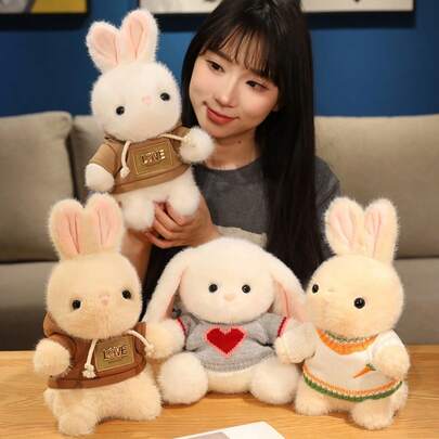 1 件可爱柔软毛绒兔子娃娃，兔子毛绒动物娃娃礼物，适合女孩、男孩、儿童 - 非常适合沙发、卧室装饰