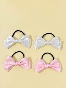 4 件女士甜美可爱精致纯色蝴蝶结发带，居家美容女士配饰礼物，头饰