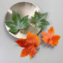 6pcs Faux Maple Leaf Hair Clips, Orange & Green, Unique & Fun Bangs Clips, Claw Clips, Hair Claws, Hair Slide, Hair Barrettes, Clips For Hair, Hair Accessories, Christmas Outfit For Women - Multicolor - View 2