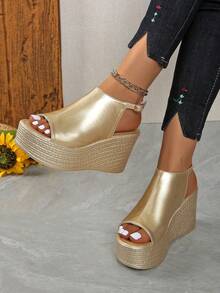 Giày cao gót đế dày thanh lịch thời trang nữ, mềm mại, thoải mái, không gây mỏi - Vàng - Xem 3