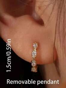2 Pieces Of Marquise-Shaped Diamond-Studded Light Luxury Fashion Copper Multi-Color Women's Earrings, Suitable For Dating, Banquets, Parties, Daily Clothing Accessories, Back To School Season, Christmas Jewelry Gifts - B11575 - 查看 8