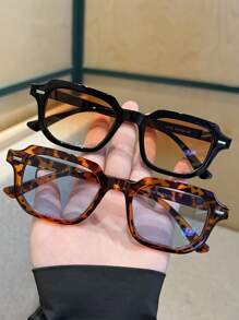 1pc/2pcs Women's Fashion Sunglasses, 2024 New Retro Rivet Square Sunglasses, Suitable For Vacation And Party - Multicolor - View 24