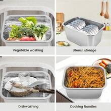 Shoze 10 Litre Washing Up Bowl Stainless Steel Large Square Kitchen Container Versatile Sink Washing Basin Mixing Bowl - M - View 4